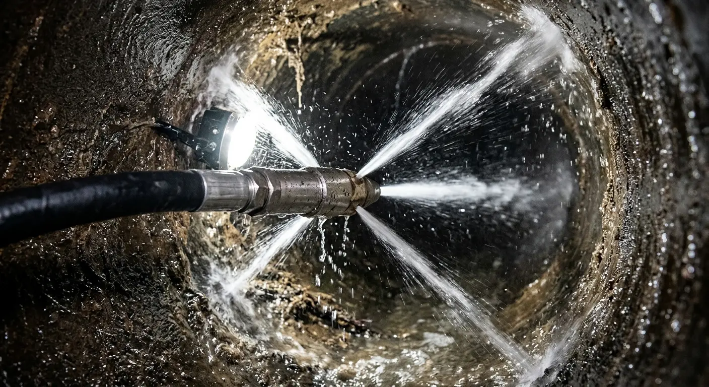 High-pressure hydro jetting nozzle cleaning sewer pipe for Storm Drain Cleaning in Florence